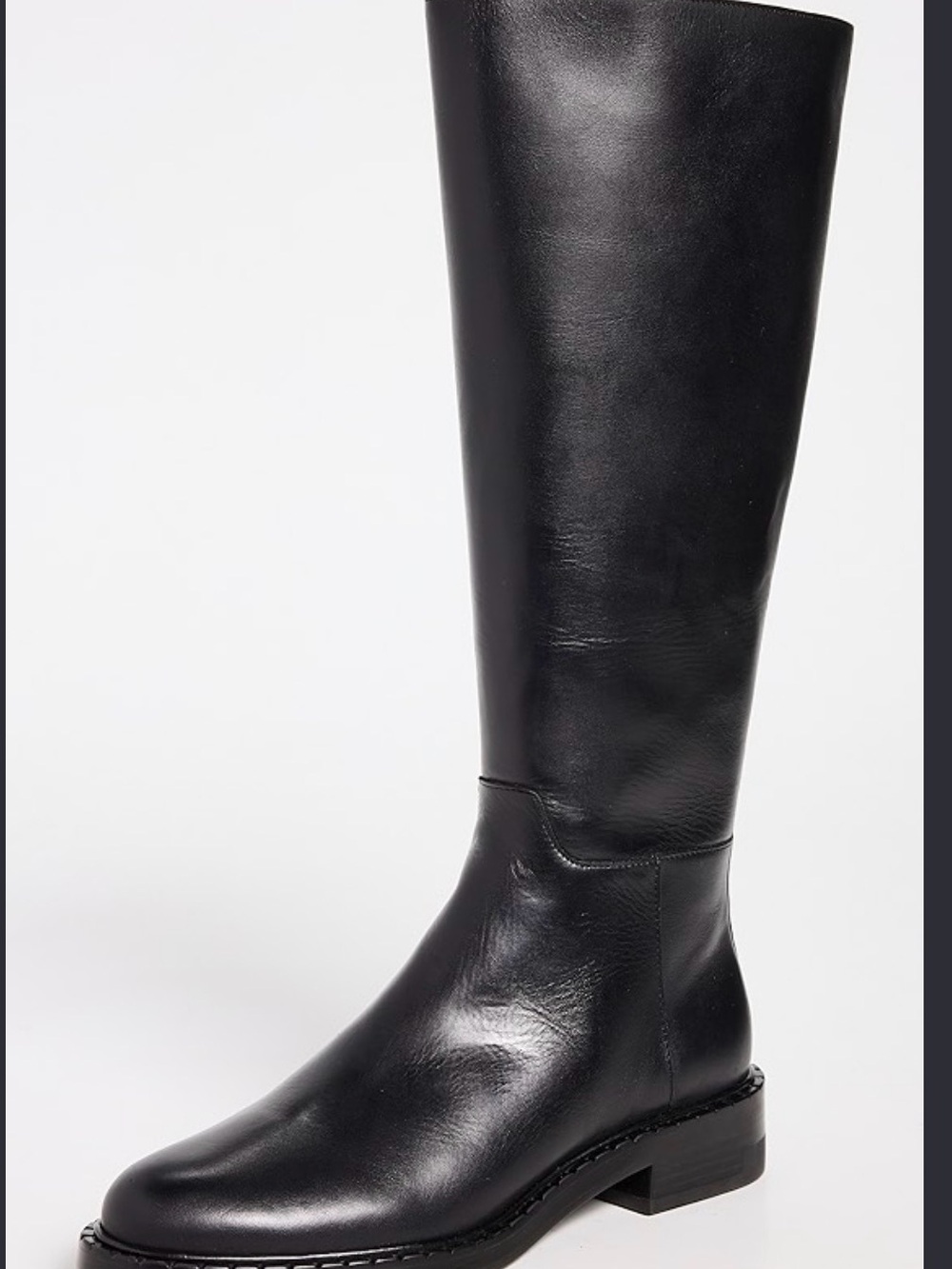 Stuart Weitzman Black Leather Knee-High Riding Boots